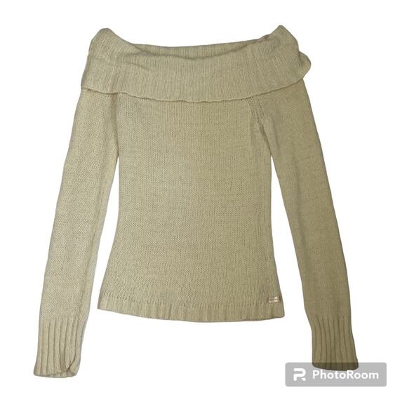 Vtg Y2K 2000s American Eagle Wool Angora Rabbit Hair Off Shoulder Sweater Wmns L - Picture 1 of 7
